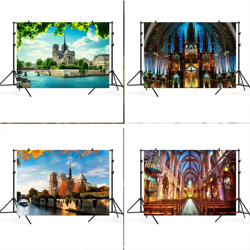 Nitree виниловые фотографии реквизит фон Нотр дама Парижа ландшафт вилла церкви