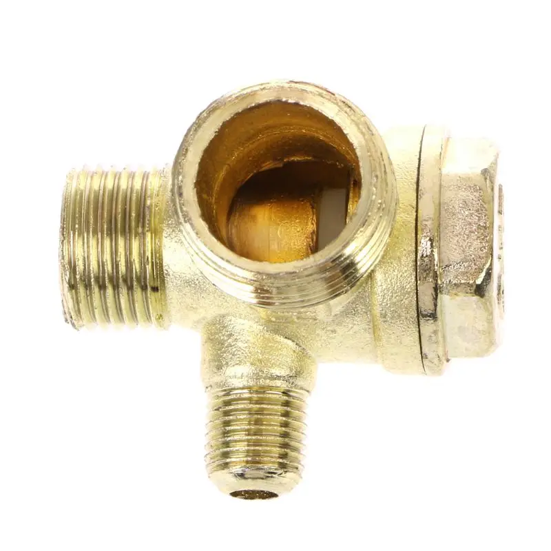 Male Thread 3 Way Metal Air Compressor Check Valve Gold Tone R9JF | Обустройство дома