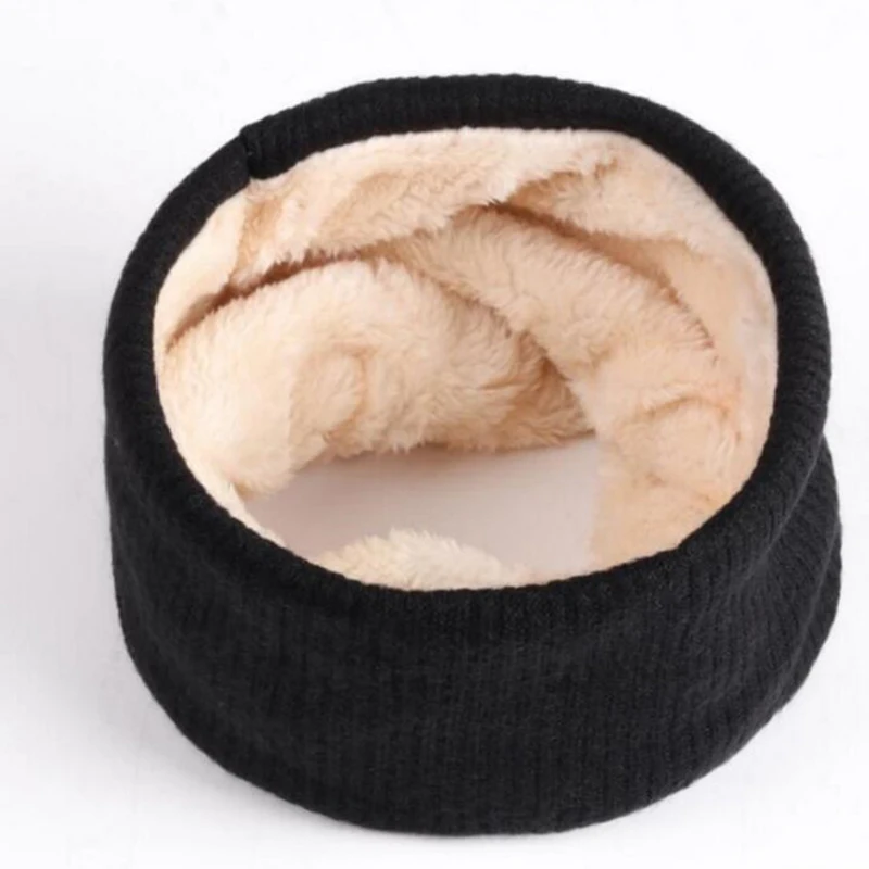 Мужской и женский шерстяной вязаный шарф с кольцом теплый флисовый зимний