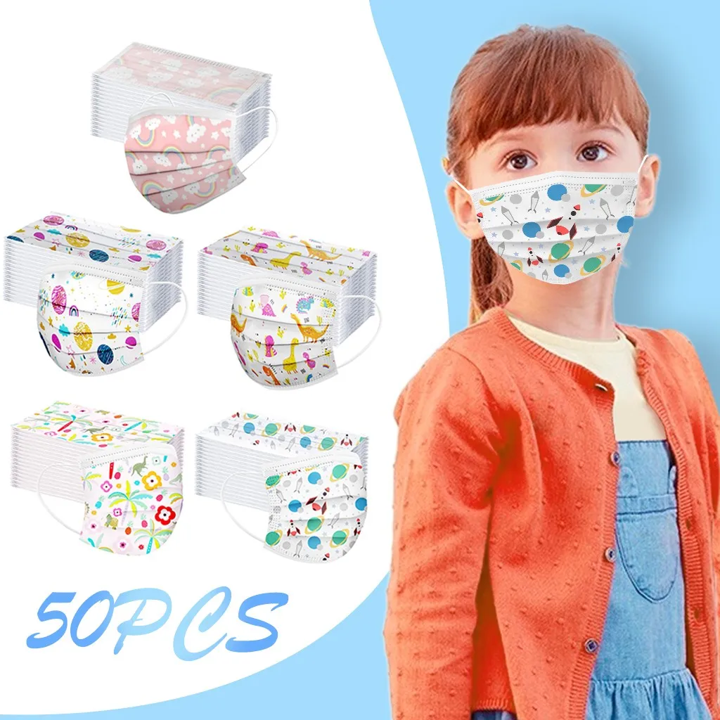 

Undefined 50 PCS Mix Children's Face Mask 3Ply Ear Loop mascarilla negra Christmas Printed Dust Proof Cute Disposable Facemask