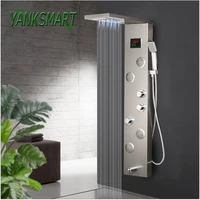 yanksmart led bathroom shower faucet temperature digital display panel body massage system jets tower shower column faucets tap
