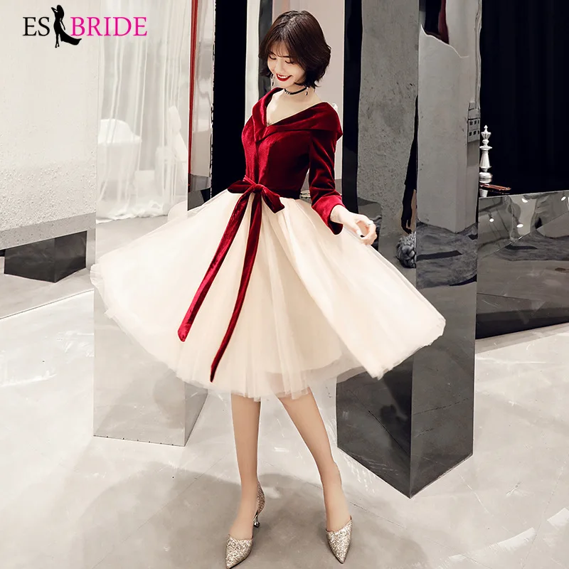 Red Muslim A-line Elegant Robe De Soiree Short Dress Arabic Special Occasion Dresses Formal DressesFellowship dress ES2475 | Свадьбы и