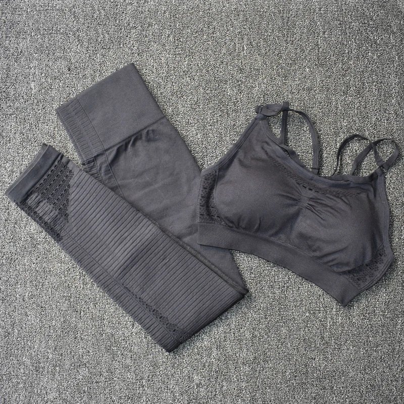 Женский бесшовный спортивный костюм для йоги комплект из 2 предметов спортивная