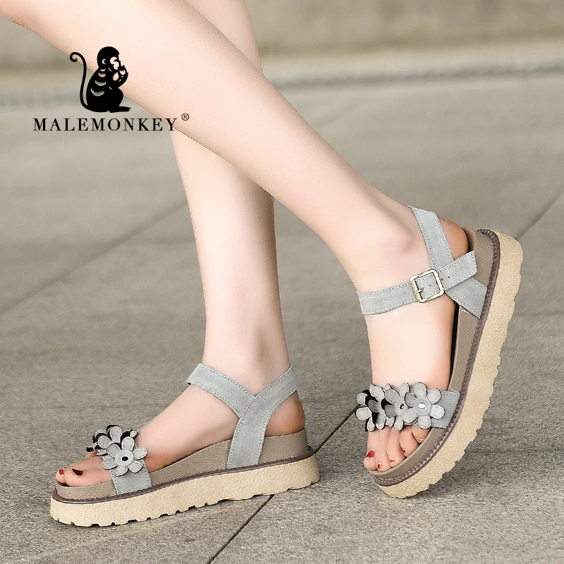 Женские сандалии на платформе с пряжкой милые повседневные женские толстой