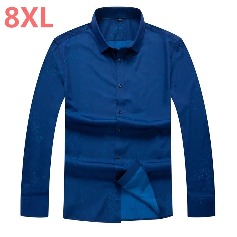 10XL 8XL 6XL 5XL 4XL Мужская классическая рубашка с принтом длинным рукавом мужская