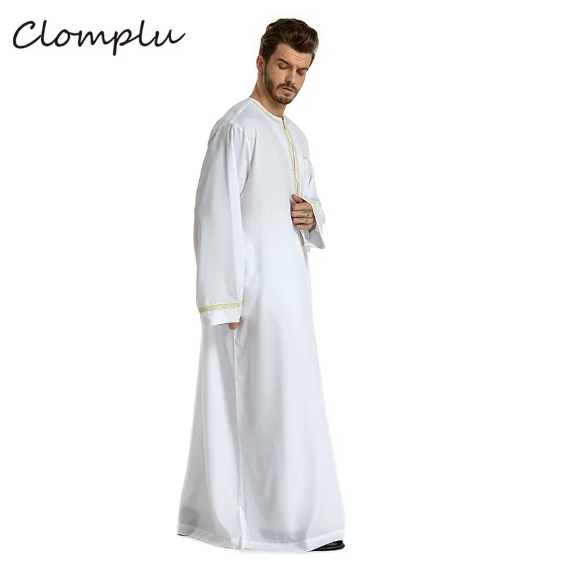 Clomplus мусульманская абайя Jubba Thobe модная кафтан Арабская одежда мужская
