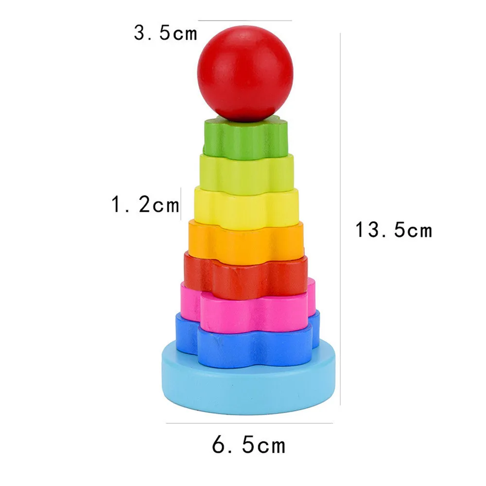 

Rainbow Stacking Ring Tower Stapelring Blocks kids Montessori Toys Early Education Teaching Aids Wood Baby Stack Up Toys Gift