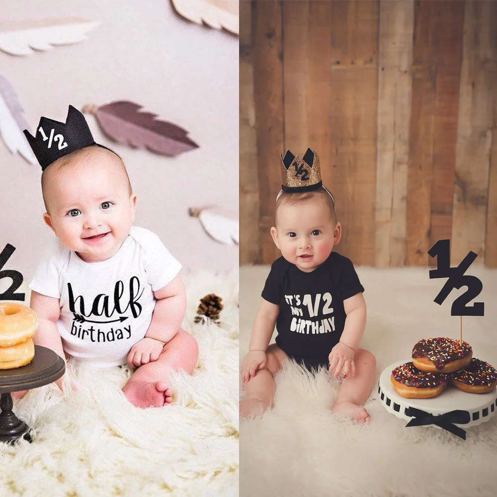 One Half Birthday Rompers Half Brithday Shirt 1/2 Half Birthday One-piece Boy Half Birthday Outfits Gender Neutral Baby Gift