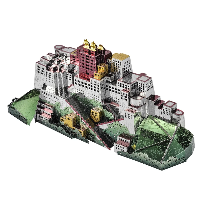 

Microworld 3D Metal Puzzle Potala Palace Model kits DIY 3D Laser Cut Assemble Jigsaw Toys Desktop decoration GIFT For Children