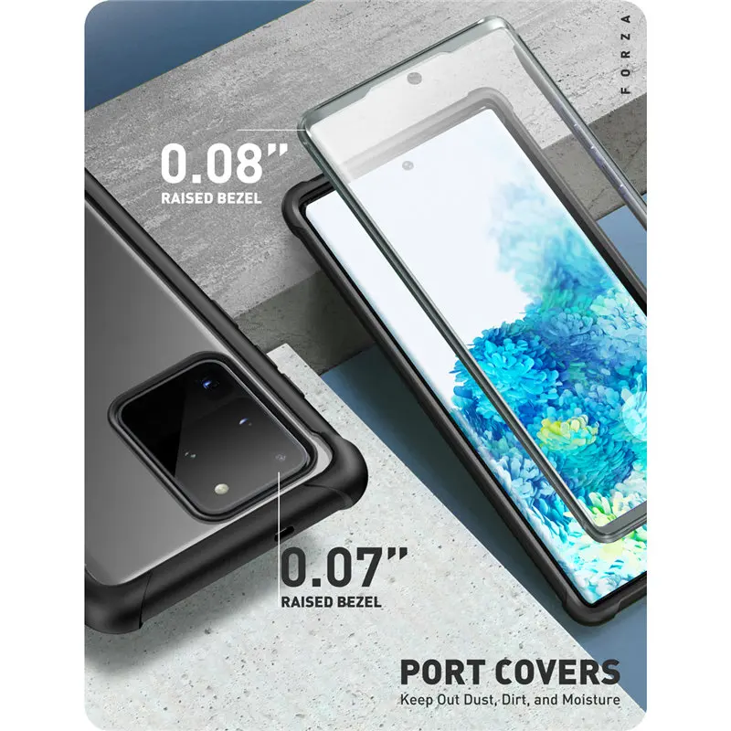 for samsung galaxy s20 ultra case clayco forza full body rugged cover built in screen protector compatible with fingerprint id free global shipping