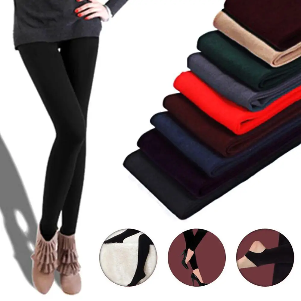 Женские сексуальные теплые облегающие леггинсы зимние толстые термоштаны
