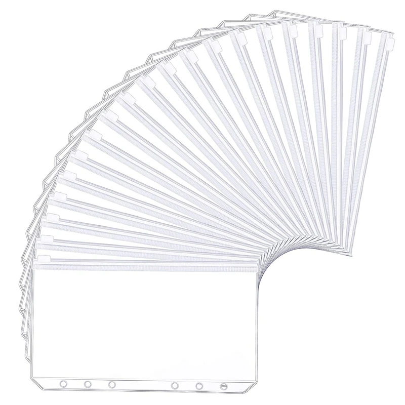 

20 шт., прозрачные пластиковые папки на молнии с 6 отверстиями