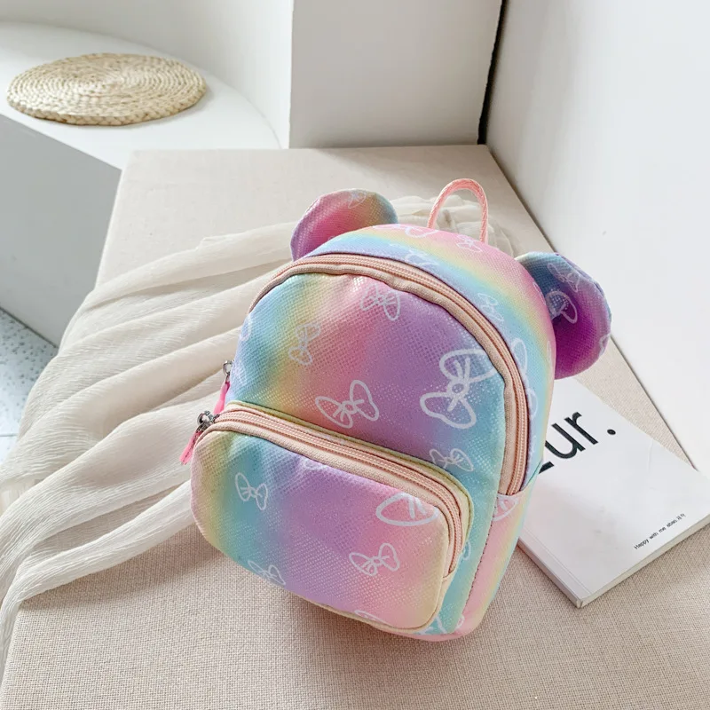 Colorful children's backpack new girl messenger bag Korean ear school fashion | Багаж и сумки