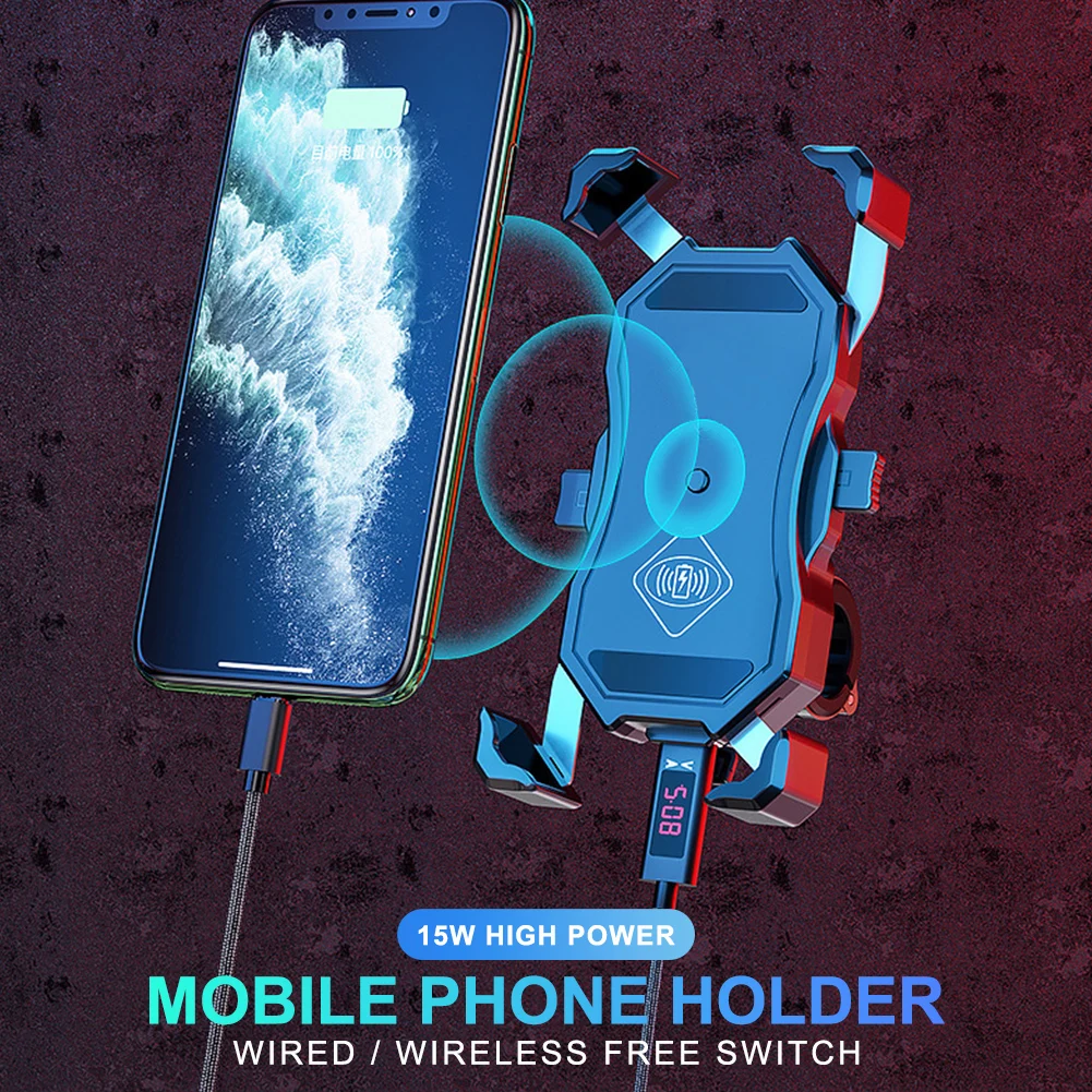 

Support Telephone Moto Phone Holder Motorcycle Mobile Stand With 15W/QC3.0 USB Fast Charger Cell Phone Holder For Motorcycle
