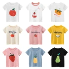 Футболка детская хлопковая с коротким рукавом, мультяшный рисунок, груша, арбуз, топ для начинающих ходить детей, для мальчиков и девочек, летняя одежда