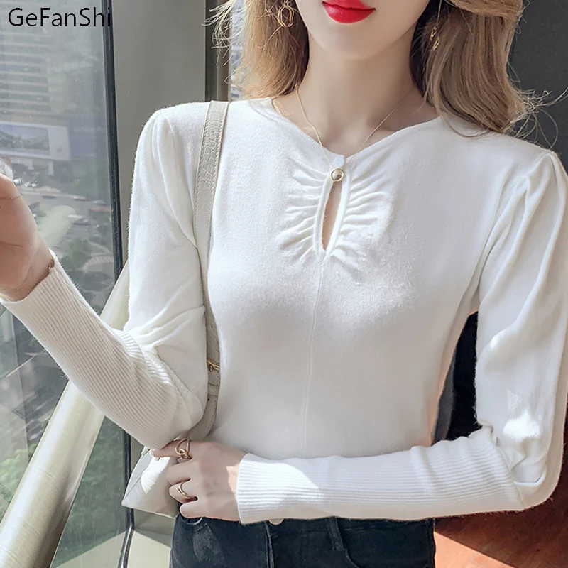 

Autumn Winter Knitting Sweater Women Casual Solid Hollow Out Long Sleeve Fashion Elegant Ladies Bastic Slim Pullovers Sweaters