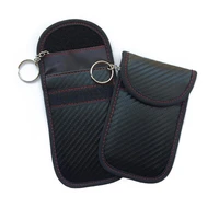 2pcs key bag carbon fiber texture car rfid signal blocking %e2%80%8banti theft pouch anti hacking case blocker