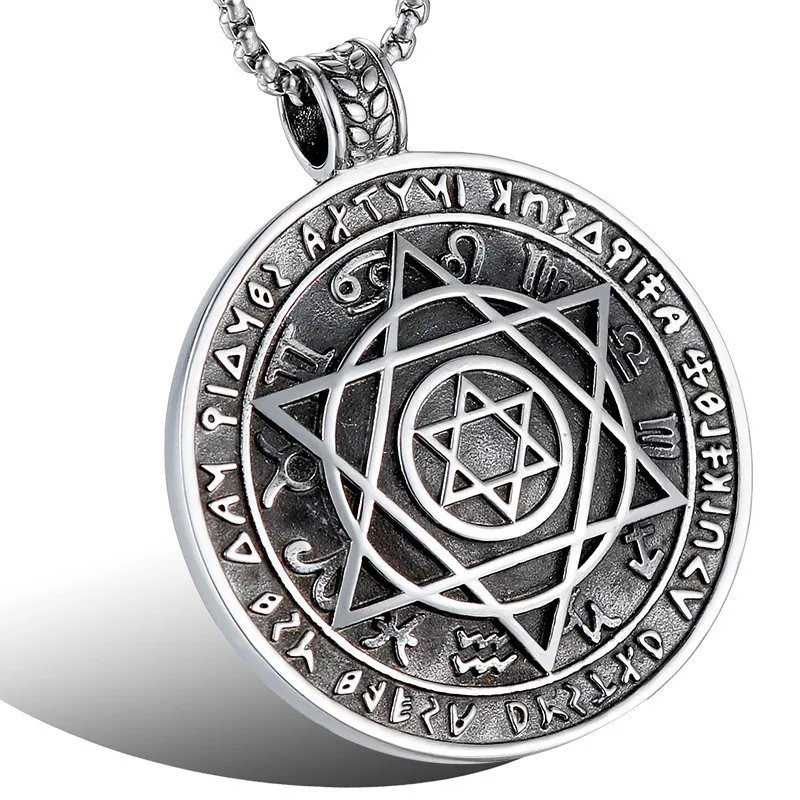 Мужское ожерелье с шестигранной подвеской Talisman круглая подвеска из нержавеющей