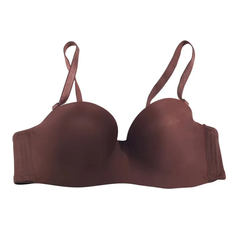 Chocolate Color Однотонные глянцевые Бесшовные бюстгальтеры с половинной чашкой, женские мягкие бюстгальтеры пуш-ап, мягкое комфортное нижнее белье, бюстгальтеры - Цвет: Chocolate Color