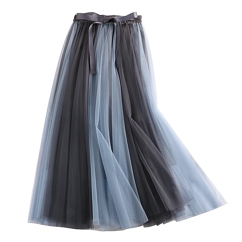 

mesh patchwork women skirts 2020 summer new elegant knee-length elegant female skirts office lady top quality