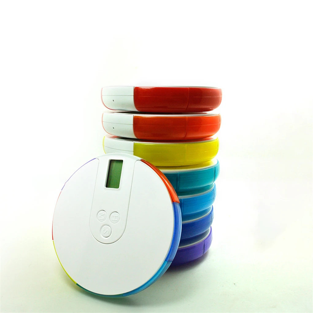 Кухонный таймер английская версия цветной круглый 7 ячеек коробка для таблеток