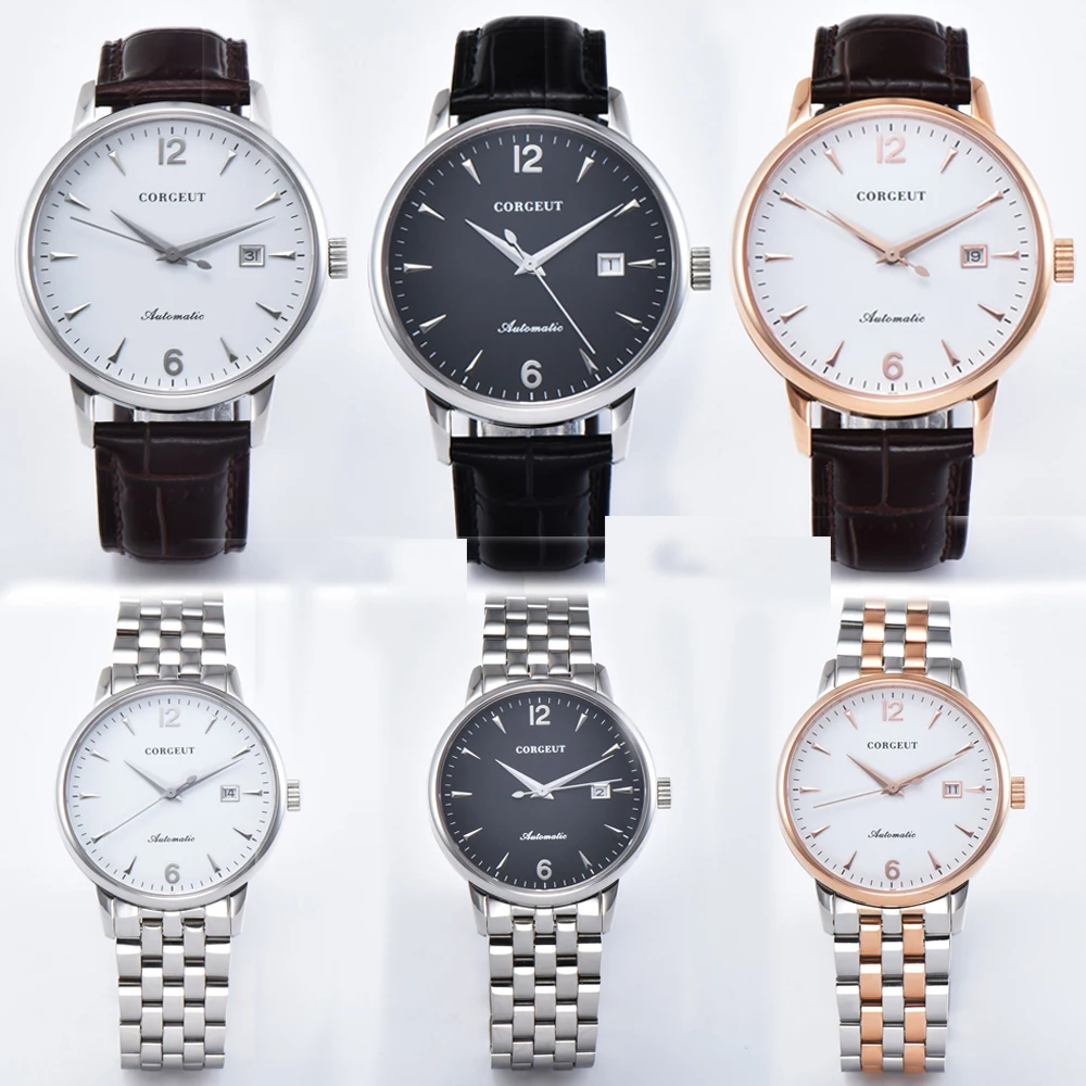 Мужские автоматические часы с циферблатом 40 мм розовое золото белый