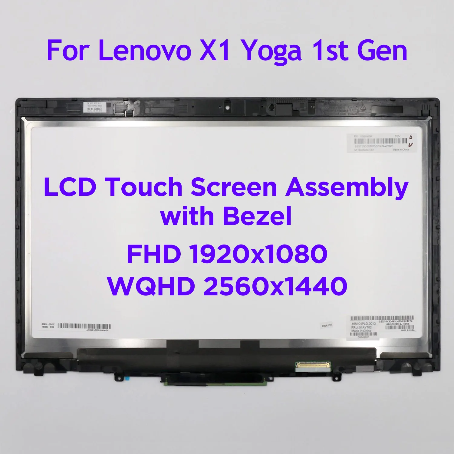 

LCD Touch Screen Digitizer Assembly for Lenovo ThinkPad X1 Yoga 20FQ 20FR 1st Gen Laptop LED Display Replacement 01AY702 00UR191