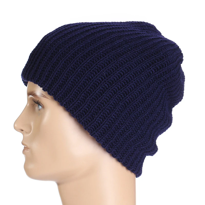 

2020 Autumn Winter Striped Unisex Chic Men Women Warm Knit Beanie Casual Black White Oversize Cap Hat