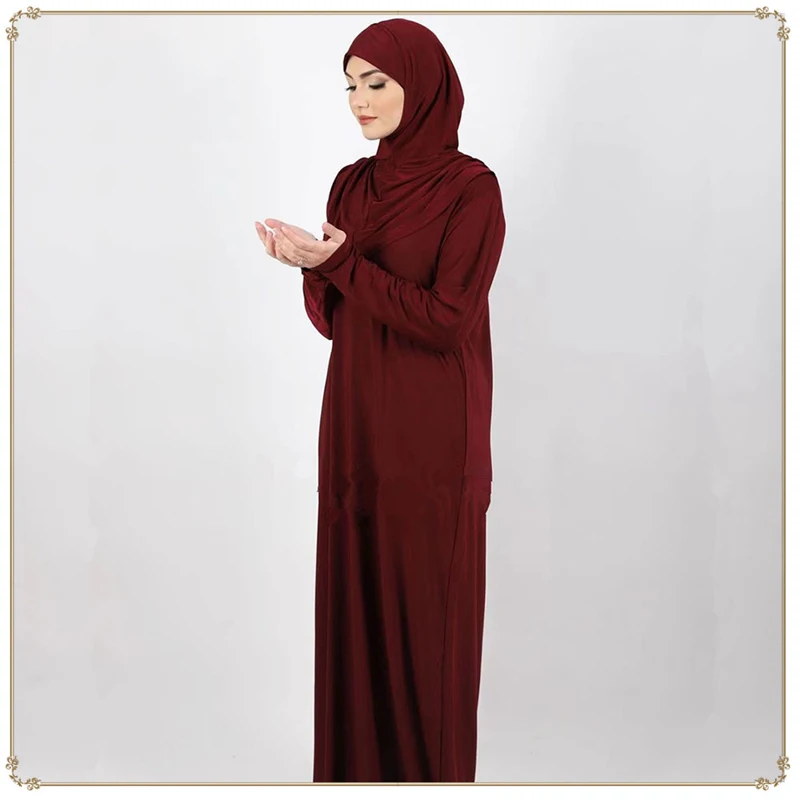 Мусульманская женская абайя с капюшоном из двух частей однотонное Элегантное повседневное модное дышащее удобное платье одного размера Ос...