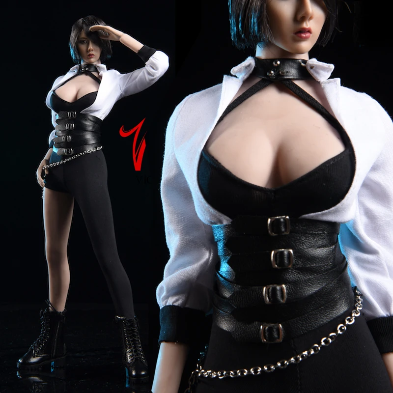 

12inches action figure clothing set 1/6 Female Black Sexy Tights Clothes Set Vstoys 19XG50 A/B Model F 12'' PH Body Toy