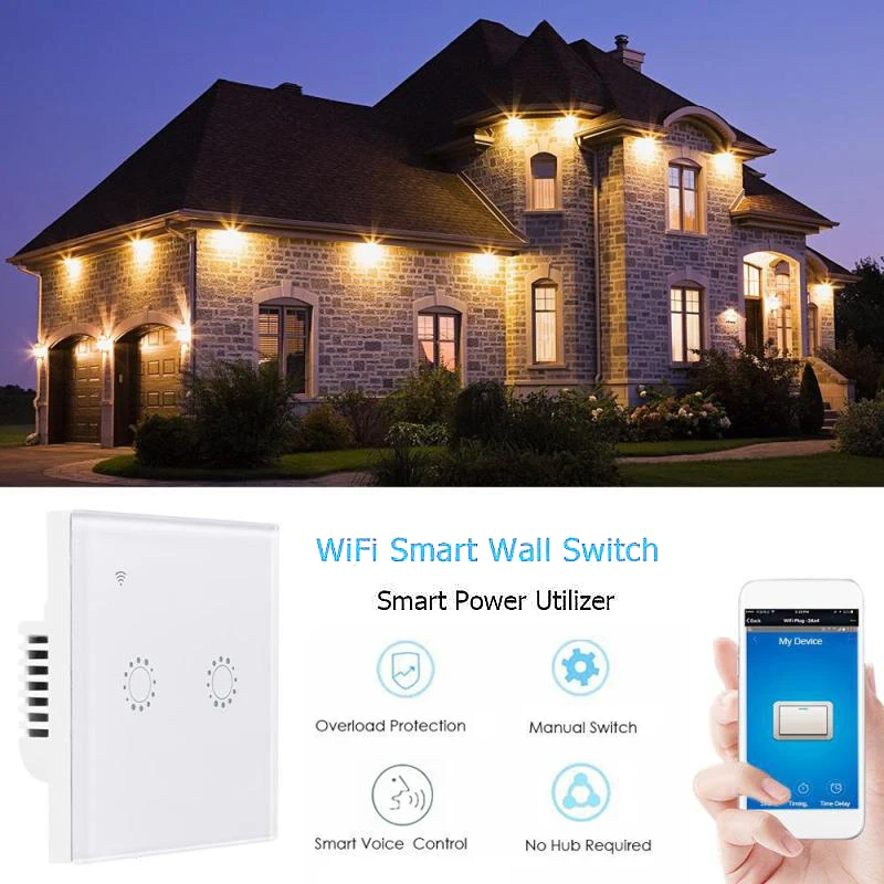 

1/2/3 Gang EU WiFi Touch Glass Wall Smart Switch APP Remote Control Switch For EWeLink Work With Google Home Alexa Tuya