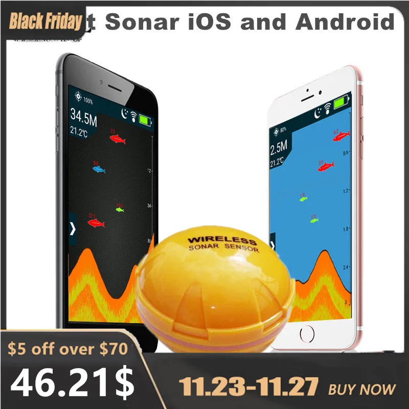 

New wireless fish finder Rechargeable Wireless Sonar for fishing 30M water depth echo sounder fishing finder portable fish finde