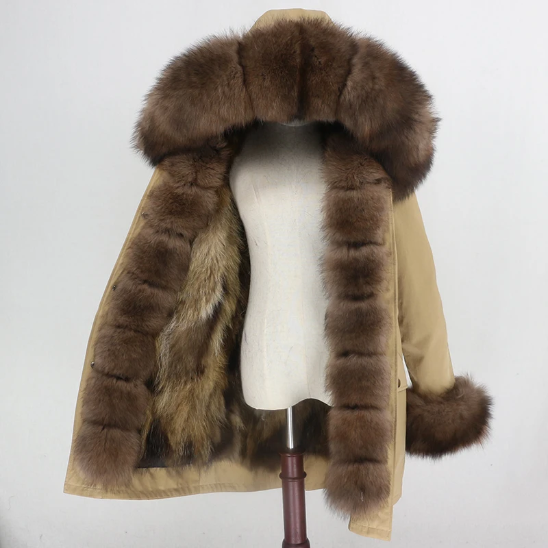 brown brown OFTBUY Водонепроницаемый верхняя одежда с натуральным мехом пальто Длинная парка зимняя куртка Для женщин с натуральным лисьим мехом на капюшоне уличная Съемная бренд - Цвет: brown brown