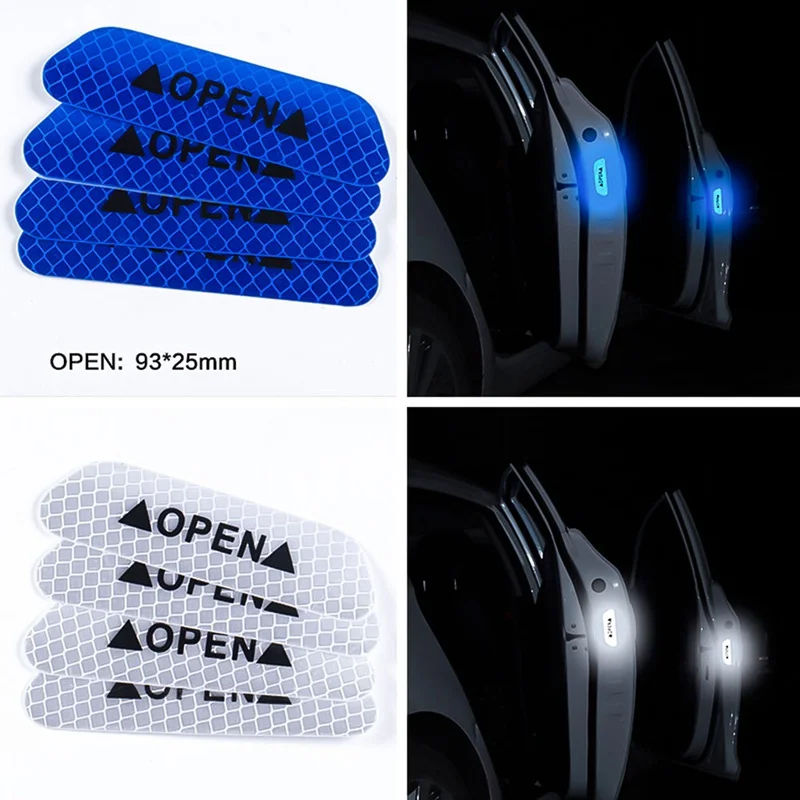 

Car Stickers Reflective Night Anti Collision OPEN Warning Marks Decals Door Tail Notice Waterproof Outdoor Auto Accessories 4Pcs