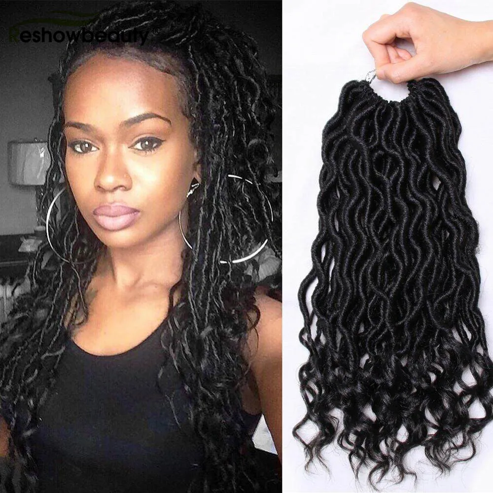 На крючках косички Faux Locs Curly заканчивается синтетические твист для Women18 дюймов 24