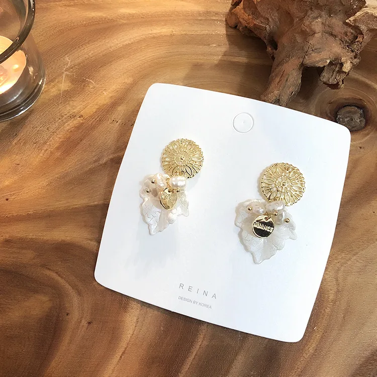 S925 Серебристые модные свисающие серьги для женщин белого цветов с Пластиковая