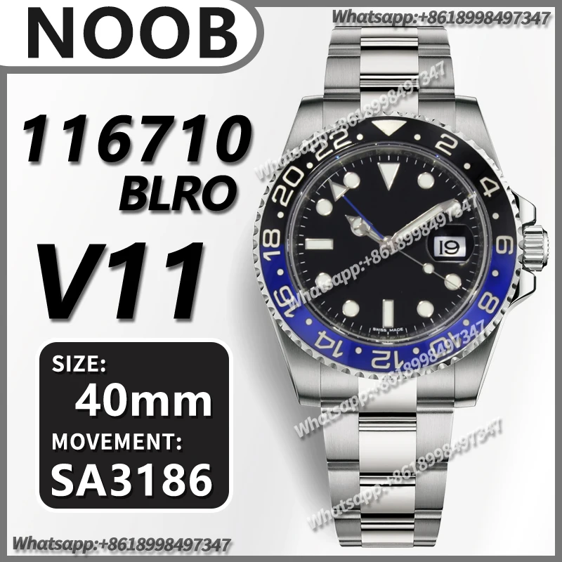 Мужские автоматические механические часы 40 мм GMT Master II 116710 BLNR черный/синий
