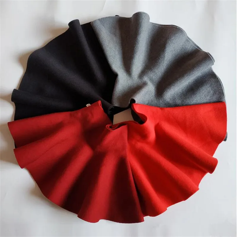 Однотонные вязаные юбки пачки для девочек с высокой талией маленьких детская