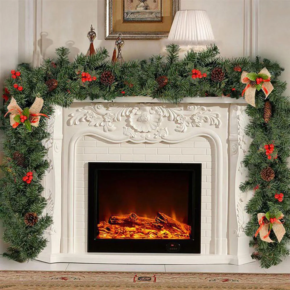 

(Discounted Product)1.8/3M Artificial Christmas Wreath Fireplace Garland Wreath Pine Tree Ornament Fireplace Hanging Decorations