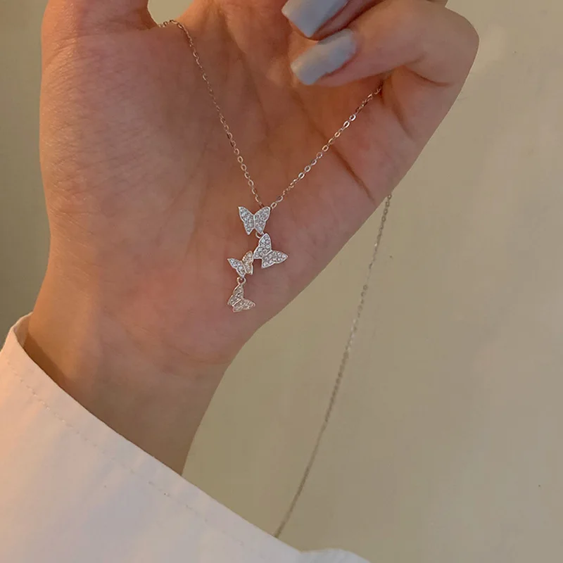 

Очаровательные ожерелья и кулоны из стерлингового серебра 925 пробы с хрустальной бабочкой, ювелирные изделия для женщин, подарок dz590