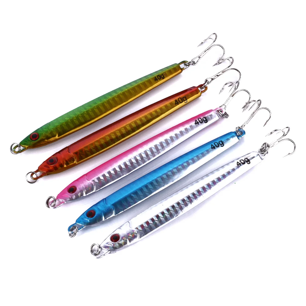 

10pcs/lot 30g 40gMetal Cast Jig Spoon Shore Casting Jigging Fish Sea Bass Fishing Lure Artificial Bait Tackle