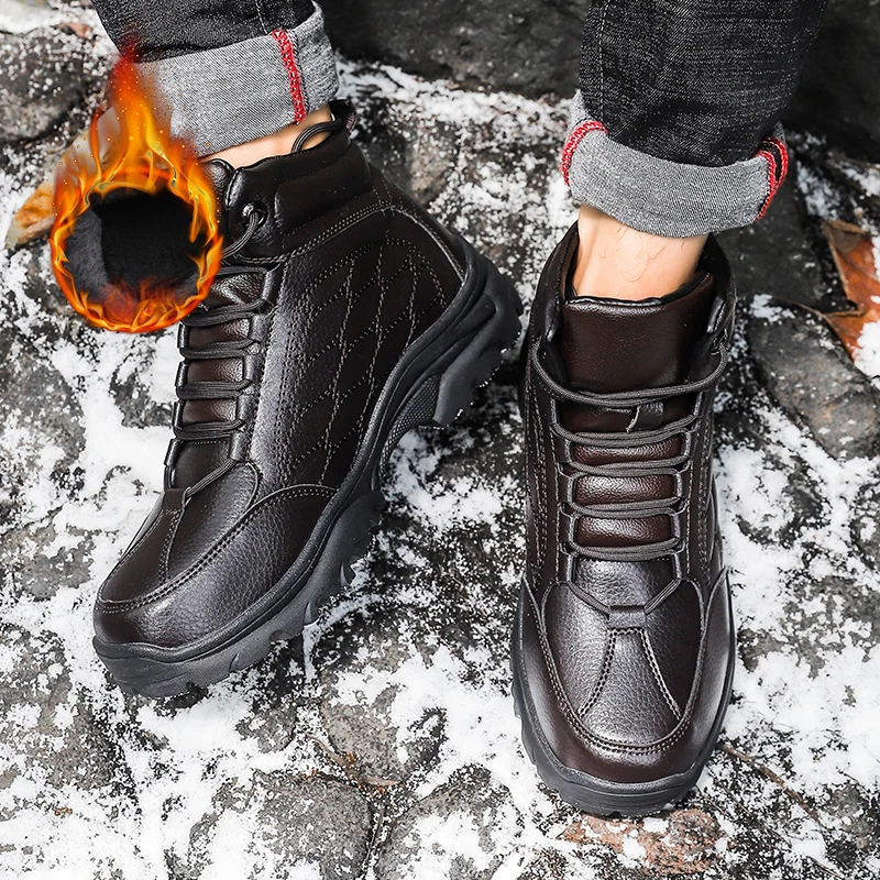 Брендовые бархатные мужские повседневные ботинки из хлопка зимние Нескользящие