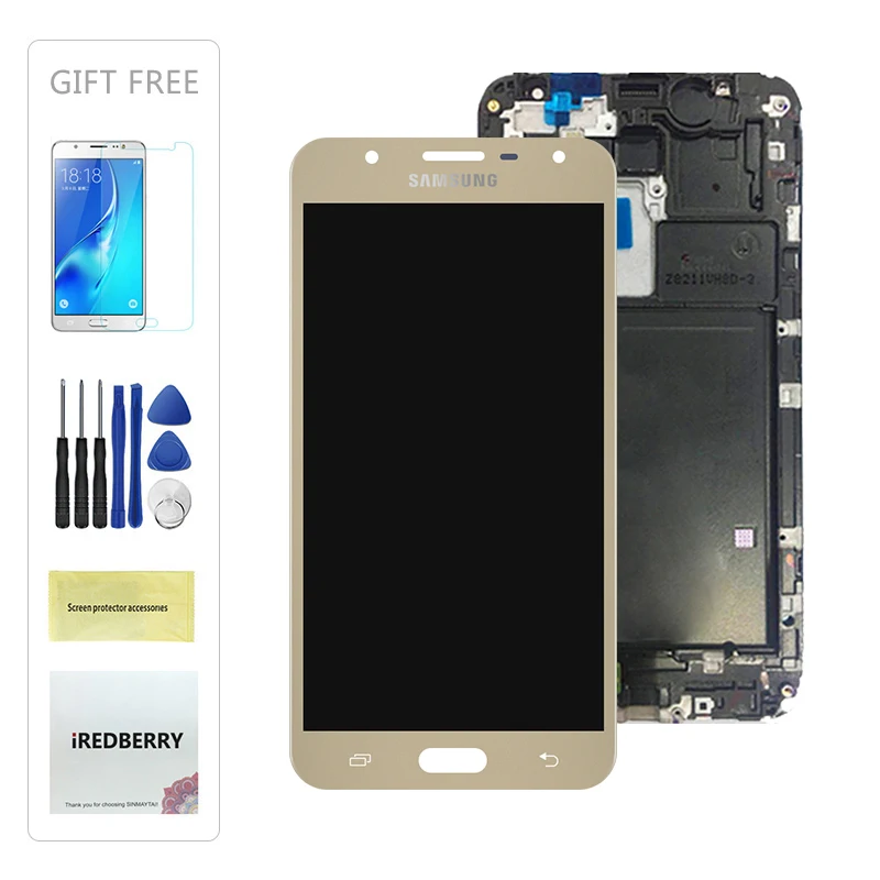 Gold With Frame 5,5 дюймов J701 дисплей экран для samsung Galaxy J7 Neo J701 J701F J701M J701MT ЖК-дисплей сенсорный экран с рамкой телефон ЖК - Цвет: Gold With Frame