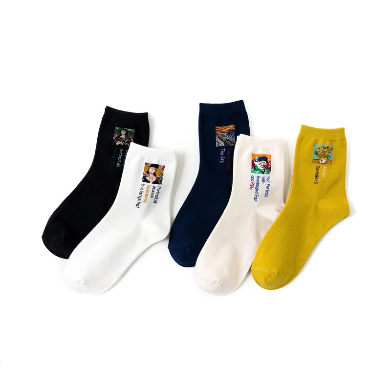 Женские хлопковые носки с рисунком Ван Гога для отдыха винтажные абстрактным