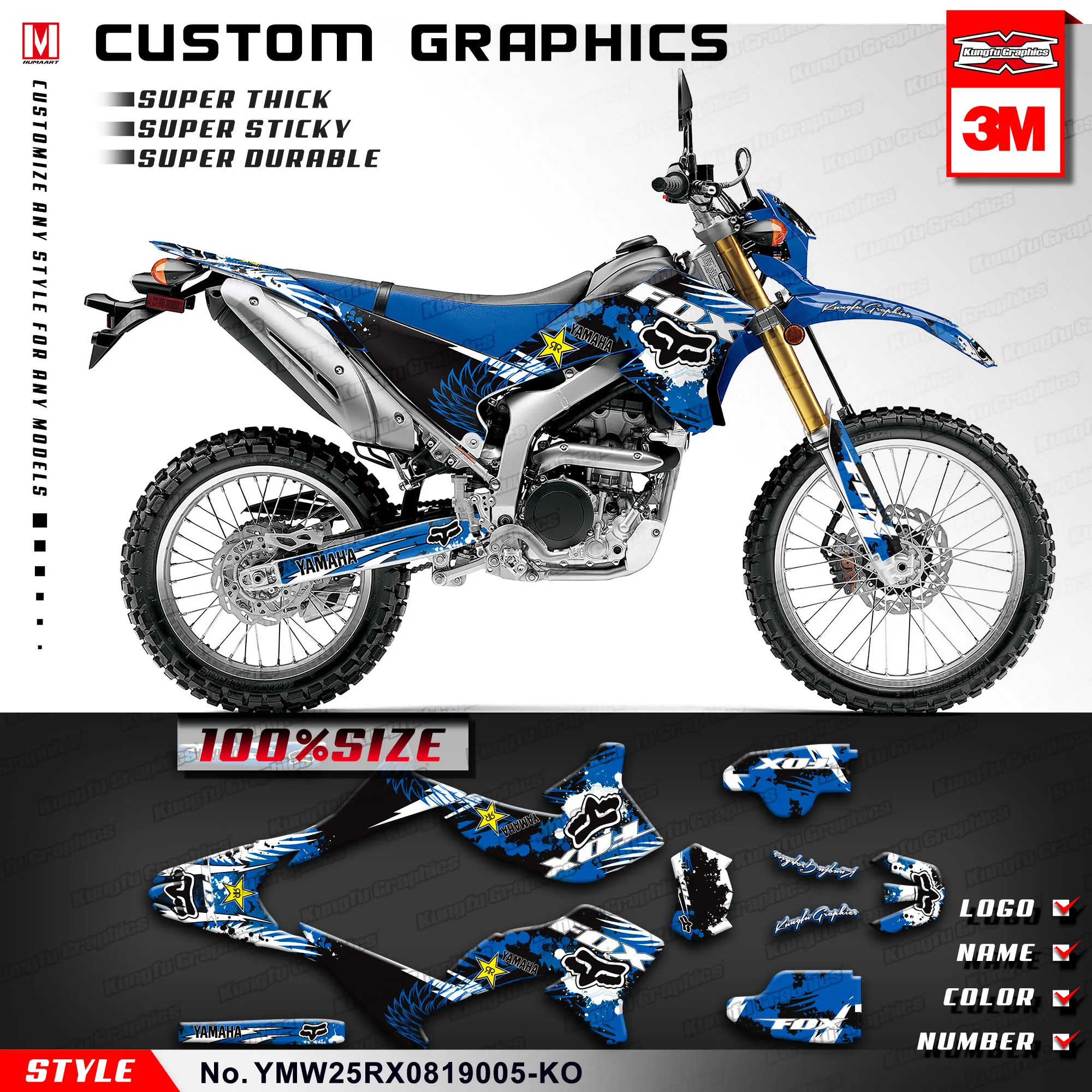 KUNGFU графические наклейки виниловая пленка комплект для WR250R WR250X 2012 2013 2014 2015 2016 2017