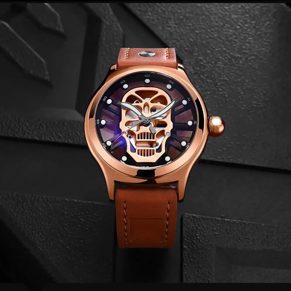 Креативный дизайн кожаный ремешок смешная прозрачная шасси полое лицо