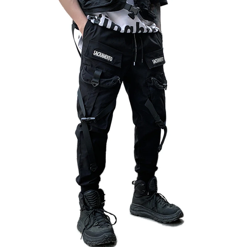 

2022 New Arrival Ribbons Hip Hop Casual Joggers Sweatpants Fashionable Street Wear Harem Pants Men