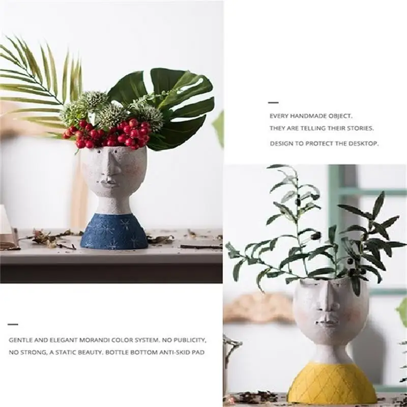 Цветочный горшок для портрета ваза скульптура человеческое лицо семейный