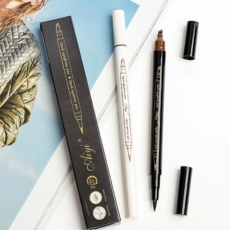 2 в 1 карандаш для бровей с четырьмя вилками жидкая подводка глаз водостойкая