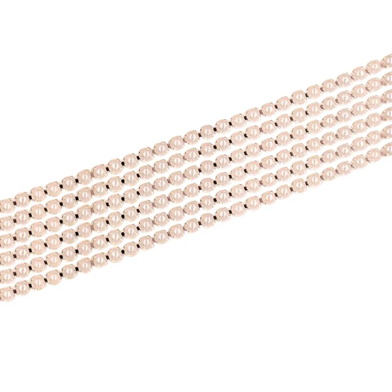 Серебряная цепочка со стразами и жемчугом двухрядная стеклянная для одежды